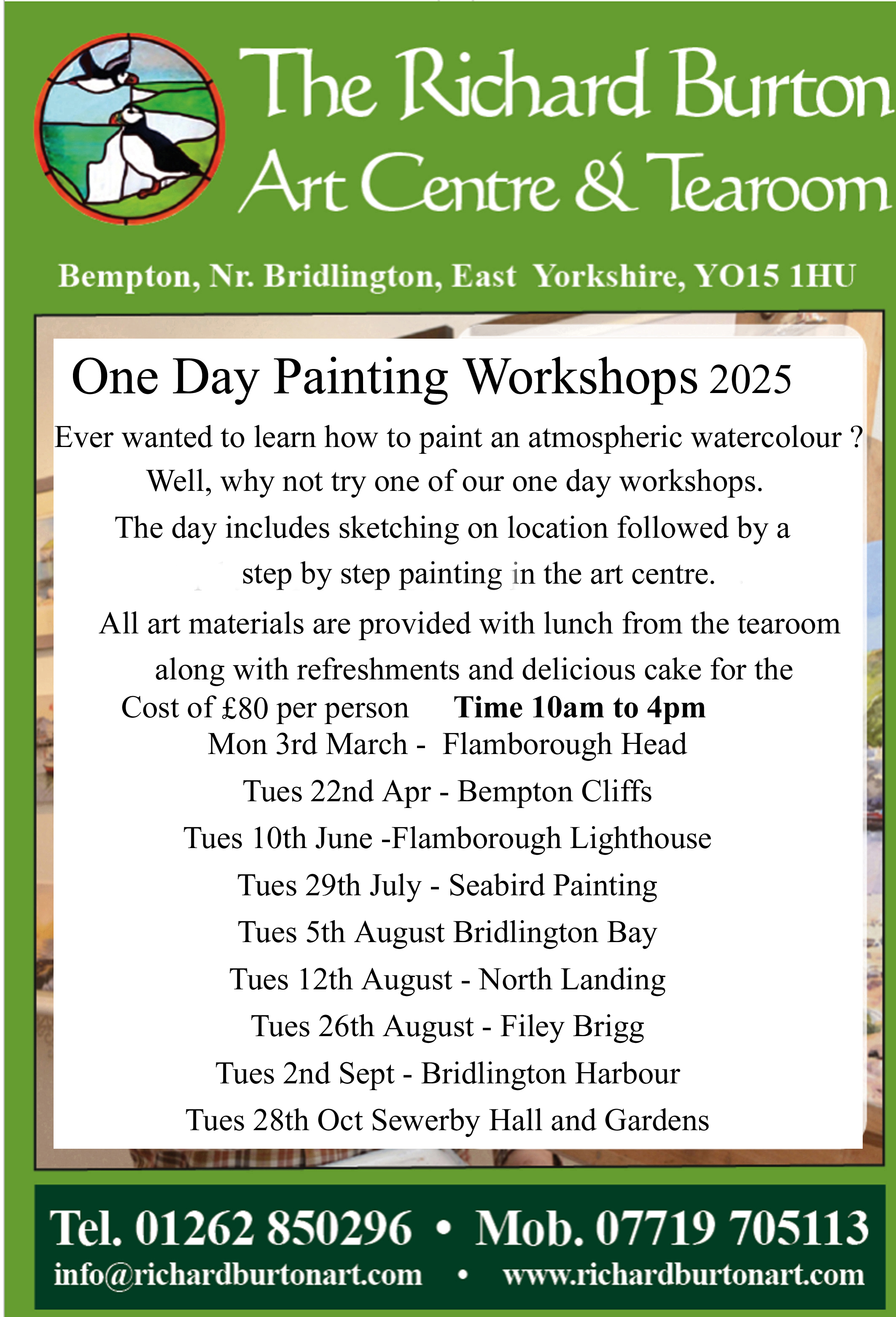 One day workshop  Promotional poster for one day painting workshops